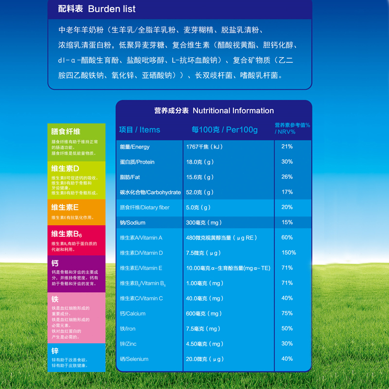 经典善爱中老年羊奶粉800克罐(图1)